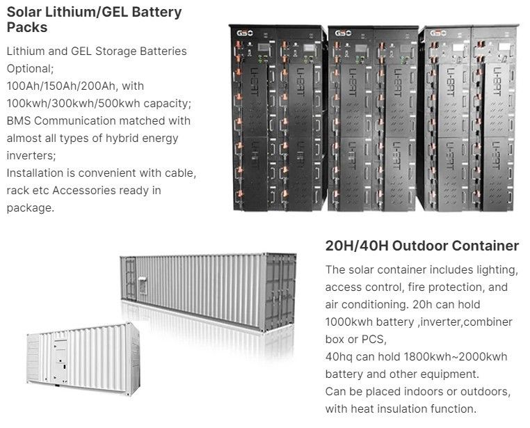 ESS 10 Tahun Masa Hidup Kabinet Baterai Luar Ruang 1MWh 5MWh 10MWh 20ft 40ft Container Solar Battery Energy Storage System